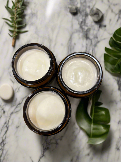 Lavender & Tea Tree Tallow Moisturiser Face Cream Glass Jar Top